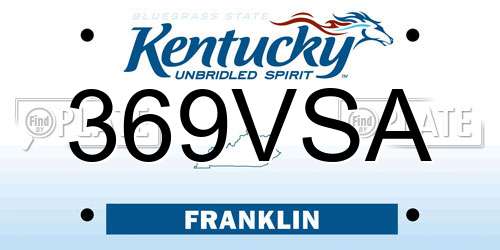 369VSA Kentucky License Plate