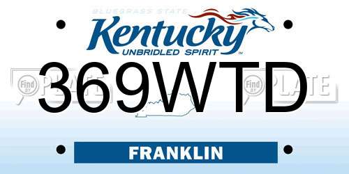 369WTD Kentucky License Plate