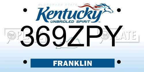 369ZPY Kentucky License Plate