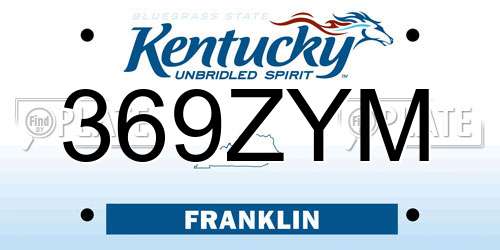 369ZYM Kentucky License Plate
