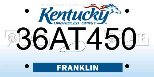 36AT450 Kentucky License Plate
