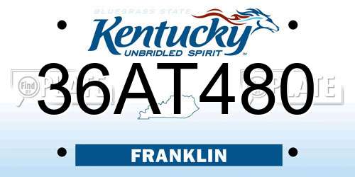 36AT480 Kentucky License Plate