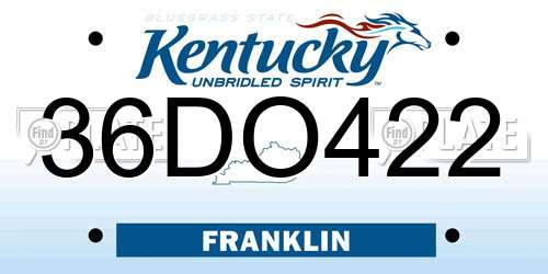 36DO422 Kentucky License Plate