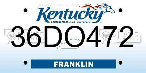 36DO472 Kentucky License Plate