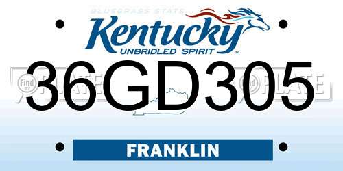36GD305 Kentucky License Plate