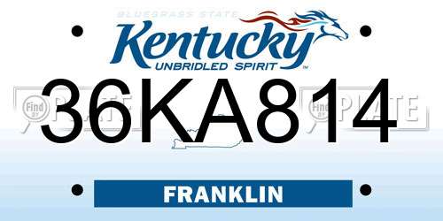 36KA814 Kentucky License Plate