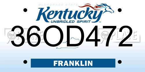 36OD472 Kentucky License Plate