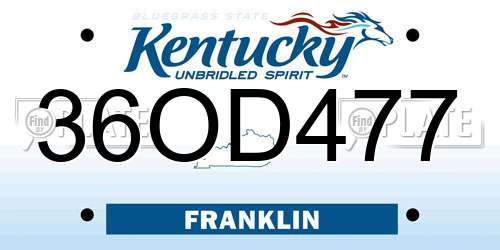 36OD477 Kentucky License Plate