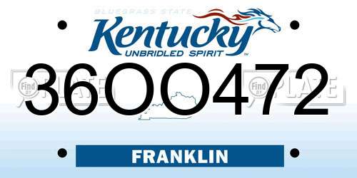 36OO472 Kentucky License Plate