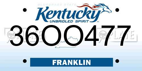 36OO477 Kentucky License Plate