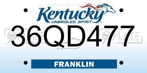 36QD477 Kentucky License Plate