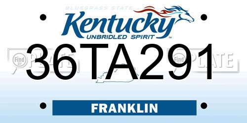 36TA291 Kentucky License Plate