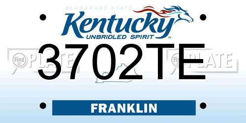 3702TE Kentucky License Plate