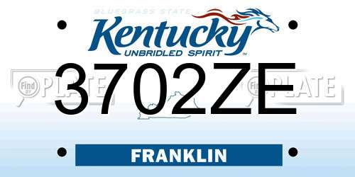 3702ZE Kentucky License Plate