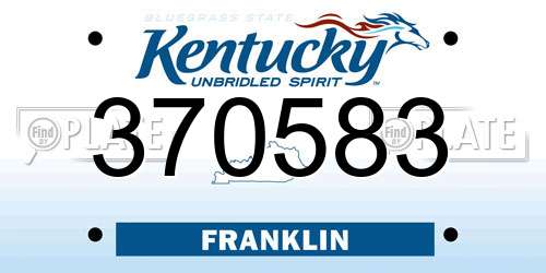 370583 Kentucky License Plate