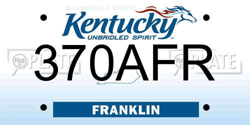370AFR Kentucky License Plate