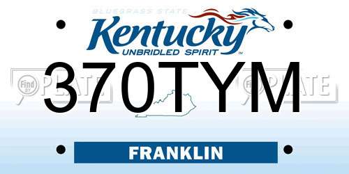 370TYM Kentucky License Plate
