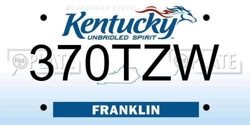 370TZW Kentucky License Plate
