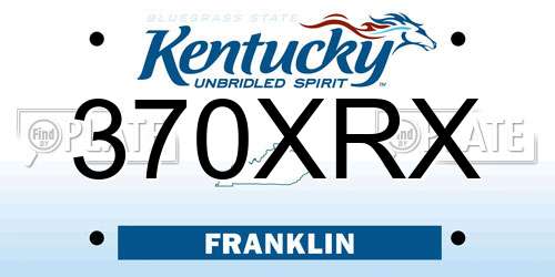 370XRX Kentucky License Plate