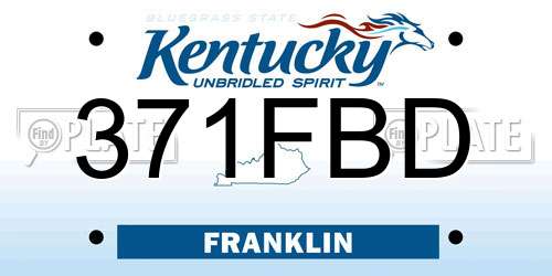371FBD Kentucky License Plate
