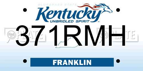 371RMH Kentucky License Plate