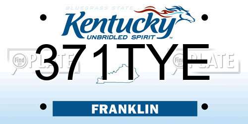371TYE Kentucky License Plate