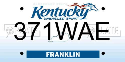 371WAE Kentucky License Plate