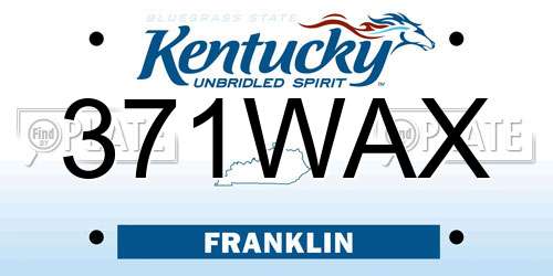371WAX Kentucky License Plate