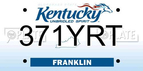 371YRT Kentucky License Plate