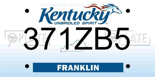 371ZB5 Kentucky License Plate