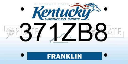 371ZB8 Kentucky License Plate