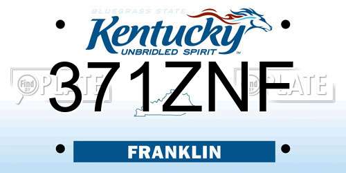 371ZNF Kentucky License Plate