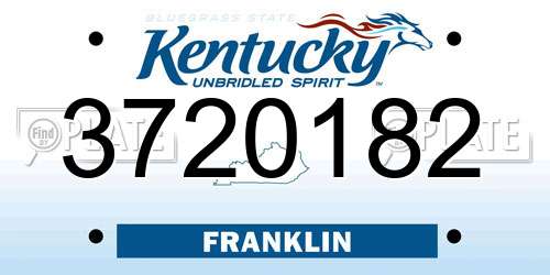 3720182 Kentucky License Plate