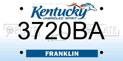 3720BA Kentucky License Plate