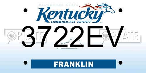 3722EV Kentucky License Plate
