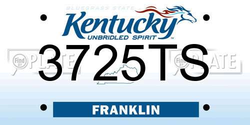 3725TS Kentucky License Plate
