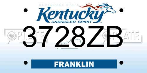 3728ZB Kentucky License Plate