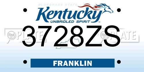 3728ZS Kentucky License Plate