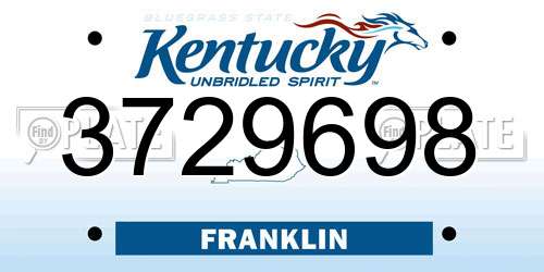 3729698 Kentucky License Plate