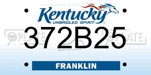 372B25 Kentucky License Plate