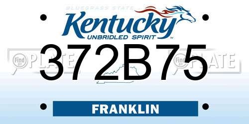 372B75 Kentucky License Plate