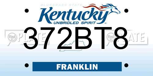 372BT8 Kentucky License Plate