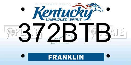 372BTB Kentucky License Plate