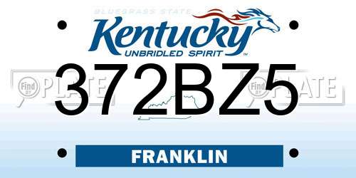 372BZ5 Kentucky License Plate