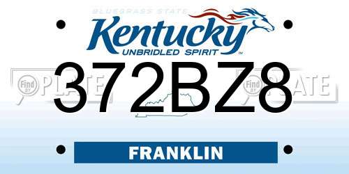 372BZ8 Kentucky License Plate