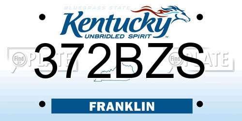 372BZS Kentucky License Plate