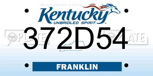 372D54 Kentucky License Plate