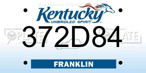 372D84 Kentucky License Plate