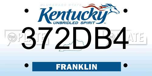 372DB4 Kentucky License Plate