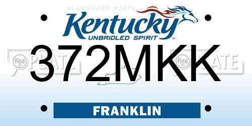 372MKK Kentucky License Plate